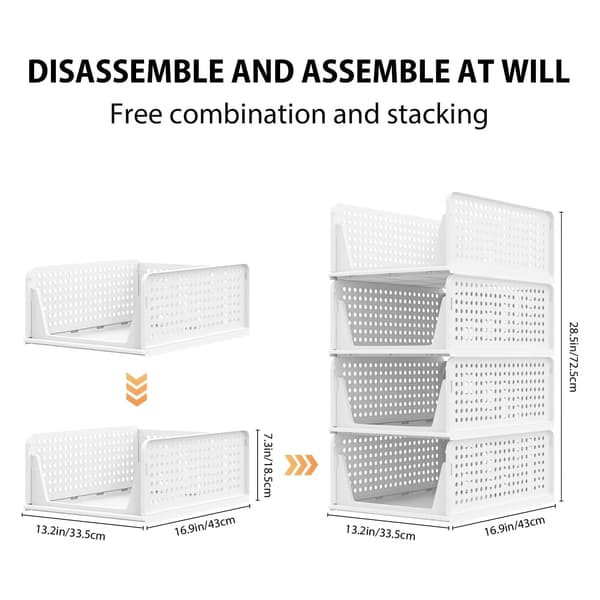 Opbevaringsorganisator, Foldbar, Pladsbesparende Design,Stabelbar hylde