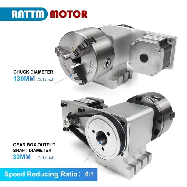 CNC Rotationsaxel, 3-jaw chuck, servomotor kompatibel,Kit