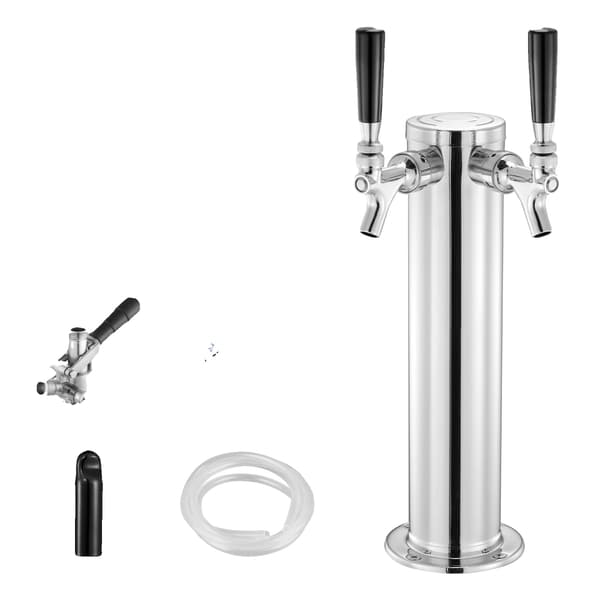 Kegerator Tornkit, Rostfritt Stål, Dubbelmätare Regulator,2 kranar S