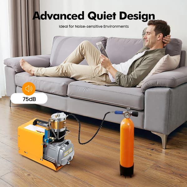 Högtrycksluftkompressor, 1800W effekt, 30 MPA maximalt tryck,EU, Orange/Svart