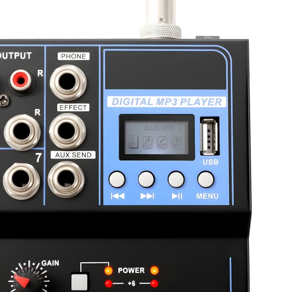 Lydmixer, 7 Kanaler, Kompakt Borddesign,Sort