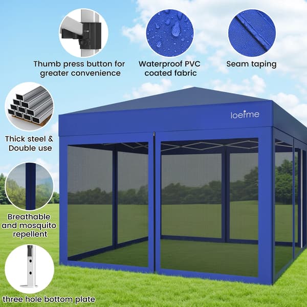 Pop Up Pavillon, Vandtæt, Vindfast,3x3m 4 Mesh Klud