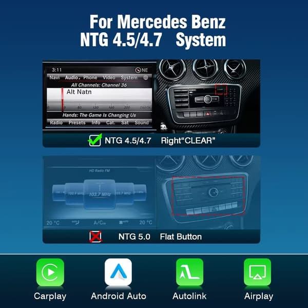Bilmodul, understøtter CarPlay og Android Auto, GPS-navigation,FOR NTG4.5/4.7 Mercedes