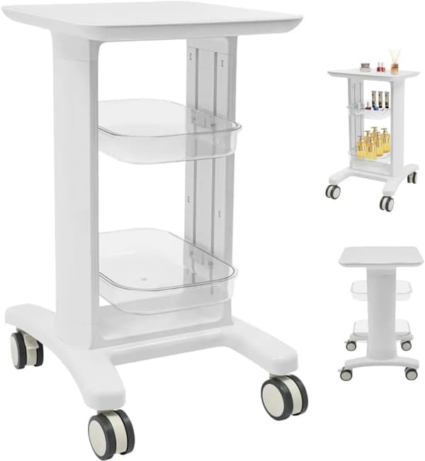 Medicinsk vogn, 3 niveauer, rullende design,HVID