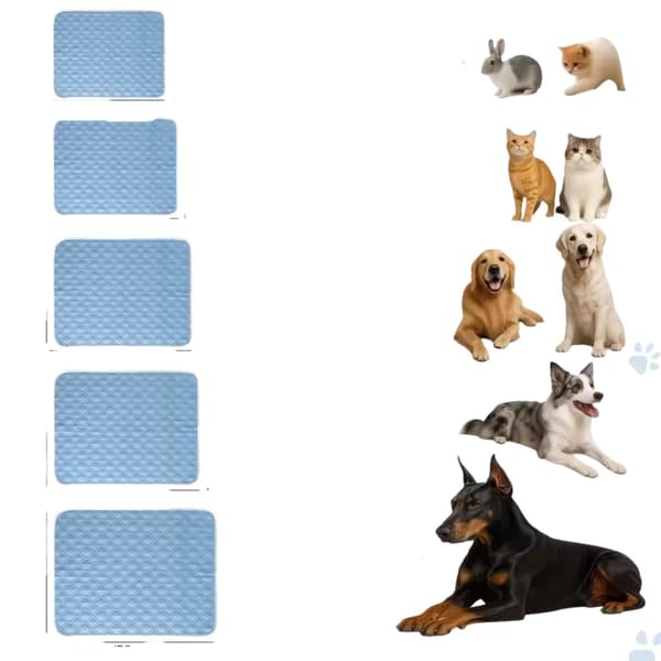 Hundekølemåtte, Åndbart Design, Vaskbart Stof,XL-80cmx120cm-a, Blå