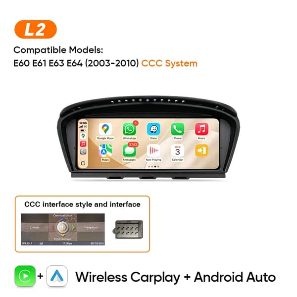 Carplay, Touchskærm, Smartphone-kompatibilitet, kompatibel med BMW E60 E61 E63 E64 2003-2010,Linux 5 Serie CCC