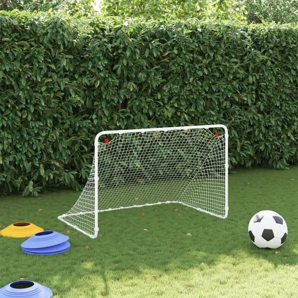 Fodboldmål, Holdbar Stål Konstruktion, Nem at Samle,Hvid