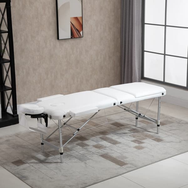Massagebord, Justerbar Höjd, Fällbar Design, Vit
