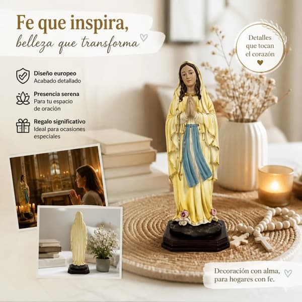 Religiøs Statue, Håndmalet Harpiks, Elegant Europæisk Design,8*8*21cm