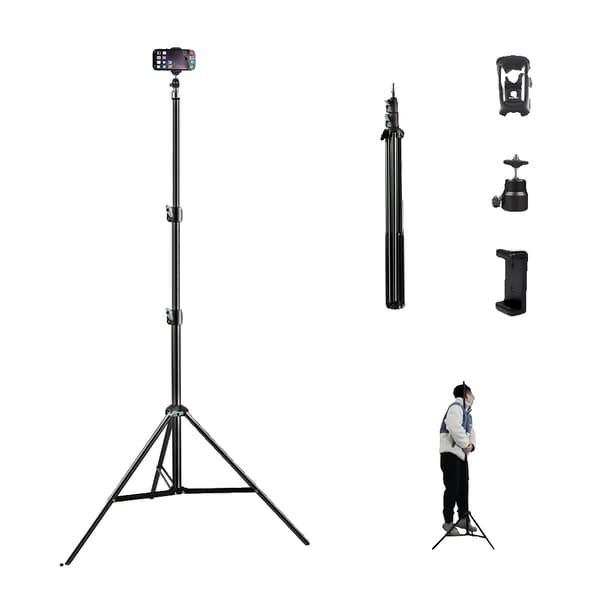 Selfiestativ, Justerbar Höjd, Bluetooth Kontroller,Ny 1.9M