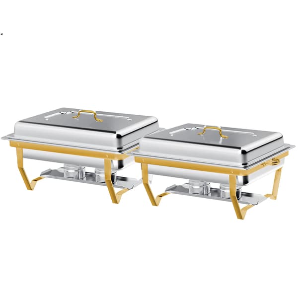 Chafing Dish, Rustfrit Stål, Dobbelt Brændstofbrændere,2Pakke, 9 tommer