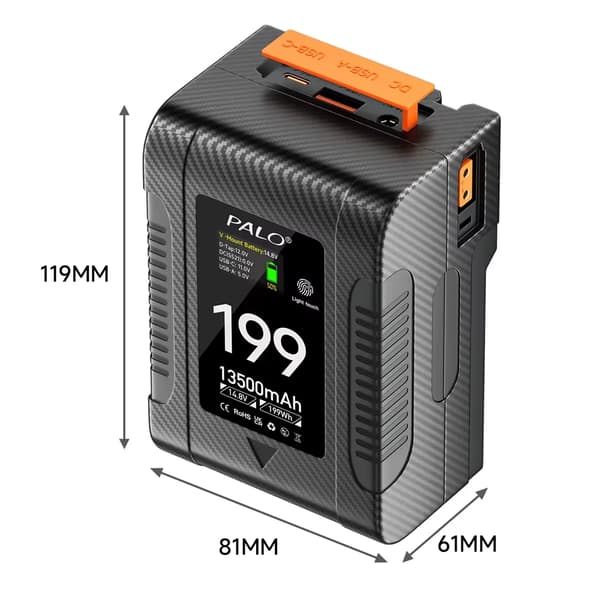 V-Mount Batteri, 13500mAh Kapacitet, Snabbladdningsfunktion, BP-199W-C