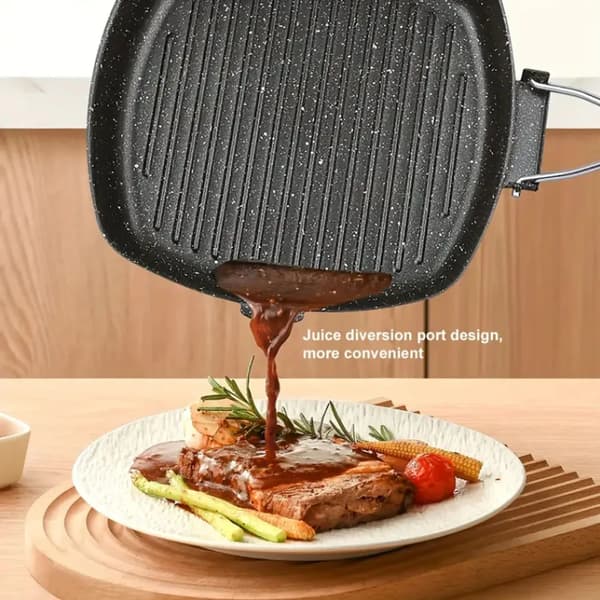 Grillpande, Nonstick Overflade, Kompakt Design,sort