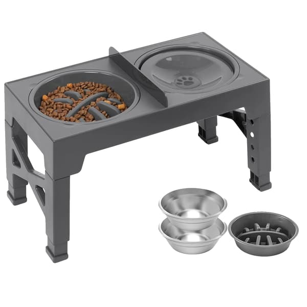 Hævet Hundeskål, Rustfrit Stål, Skridsikker Design,1 Rustfrit Stål