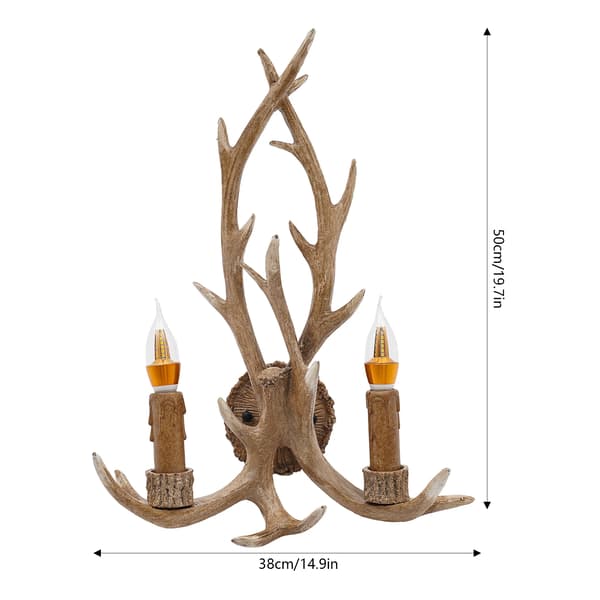 Vägglampa, Horndesign, LED-lampor ingår,Brun