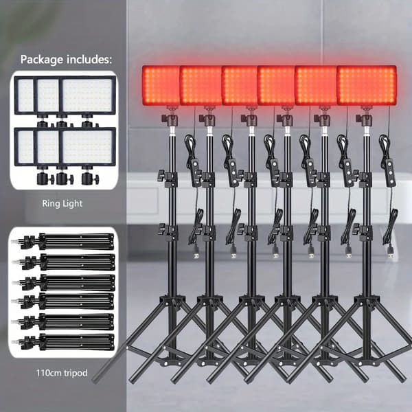 LED Videolampa, Justerbart Stativ, Tvåfärgsfunktion,6 SETS