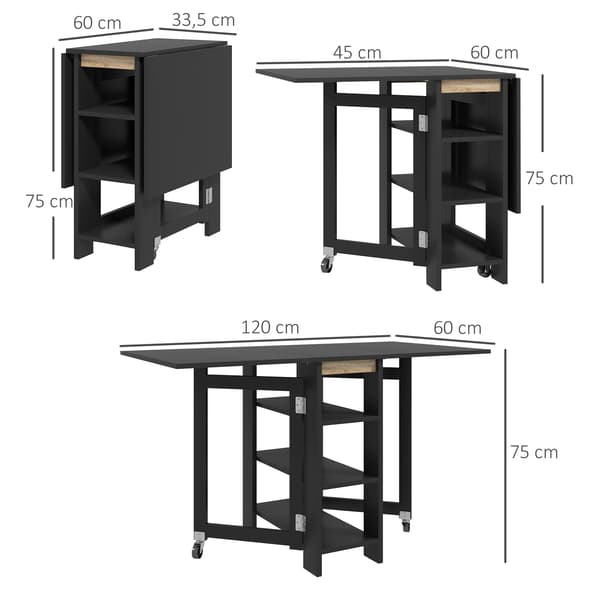 Spisebord, Foldbart Design, Moderne Stil,sort