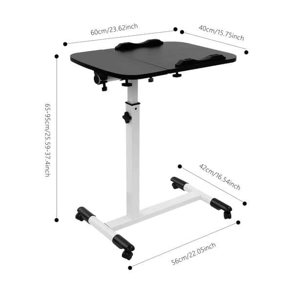 Højdejusterbart skrivebord, flytbar sidebord, pladsbesparende design,sort