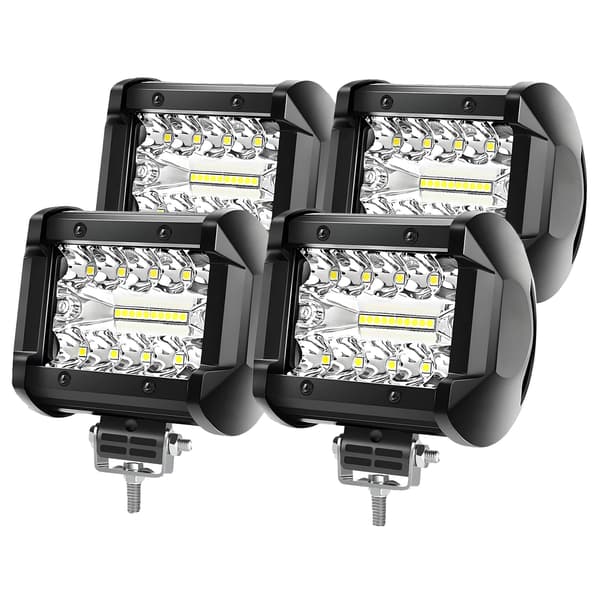 LED Lysbar Kabelforbindelse, 4 Ledninger, Vandtætte Stik,4PCS 4inch Lygter