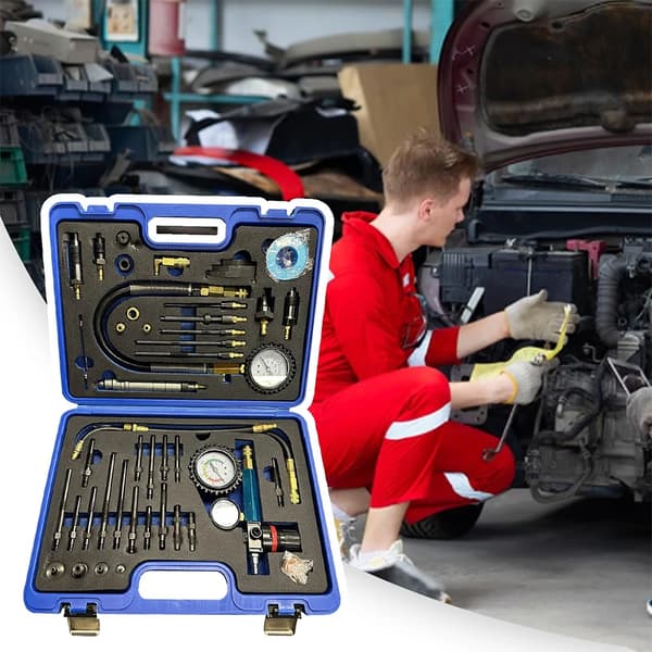 Kompressionstestare Kit, 46 Delar, Dubbelmätare, Hög Precision, CE Certifierad, Bred Kompatibilitet