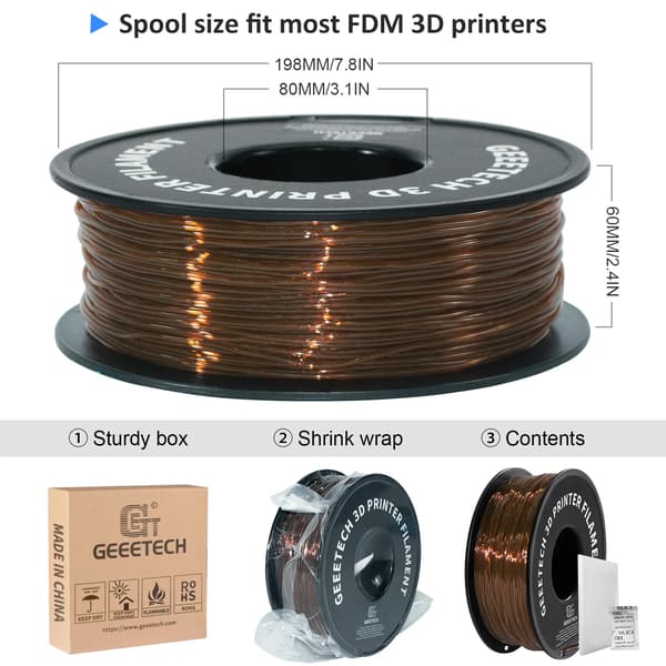 TPU Filament, 1,75 mm Diameter, Utmärkt Sängbindning,Brun