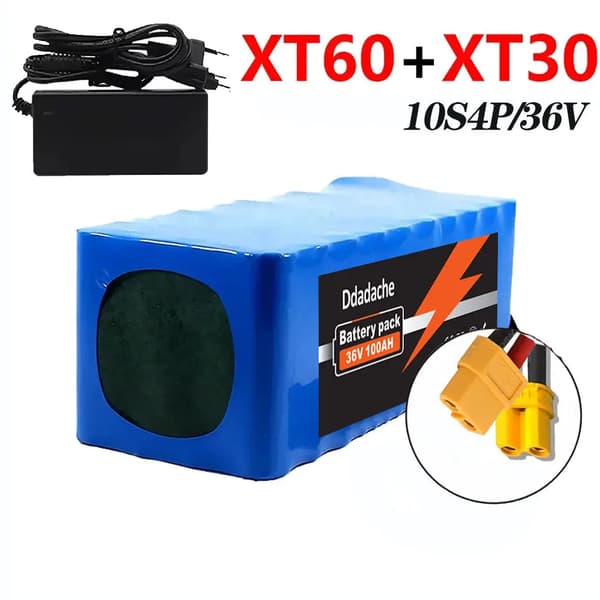 Litiumbatteri, 100Ah kapacitet, BMS ingår, XT60-XT30-laddare