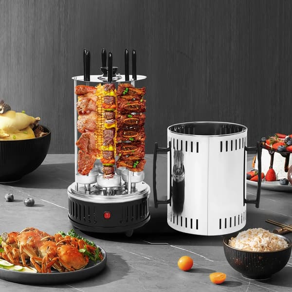 Elektrisk Grill, 6-Spyd Design, 500°C Maksimal Temperatur,sort