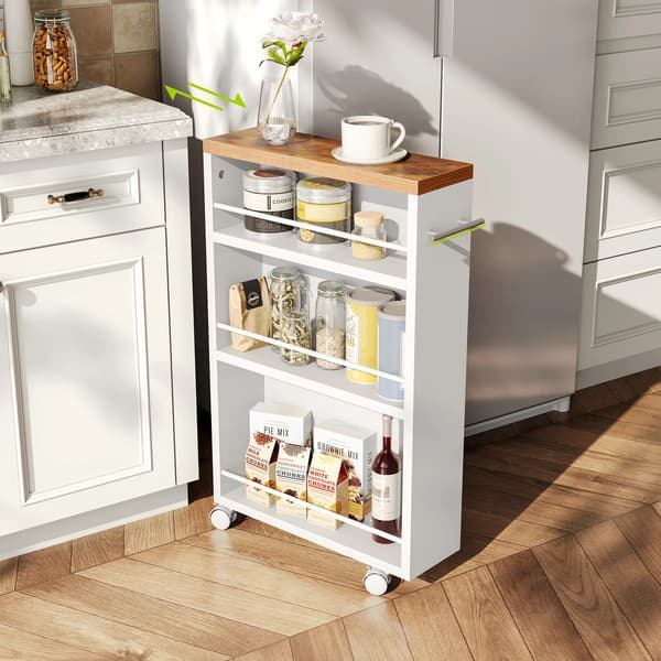 Narrow Storage Trolley, Multifunktionelt Design, Nem Mobilitet,Elfenben