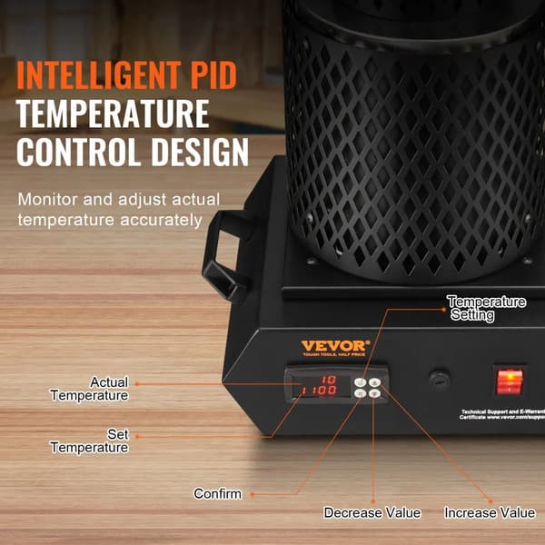 Smältugn, Hög Effekt, Säkerhetsfunktioner,1350W