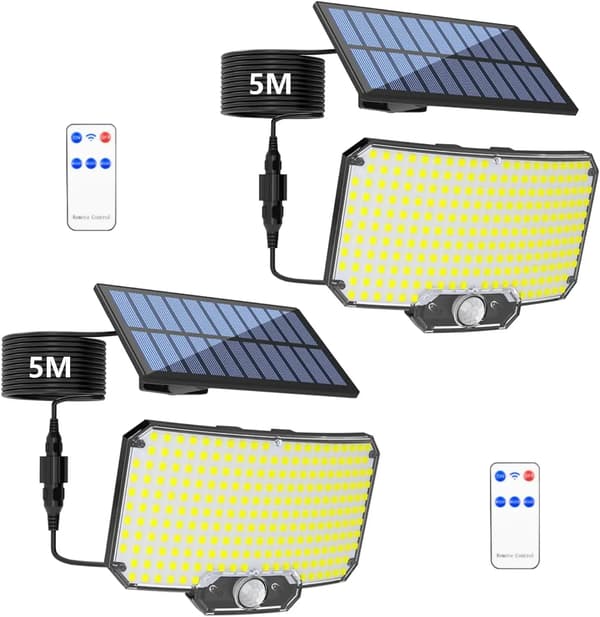 Solenergi LED-lampor, Rörelsesensor, Vattentålig Design,2 PACK