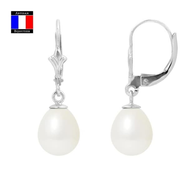 Örhängen - Compagnie Générale des Perles - 8-9 mm - 18 Cts Vitguld - Broken System - Dam